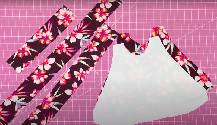 how to make a cute diy high neck bikini top from scratch, Cutting straps for the bikini top
