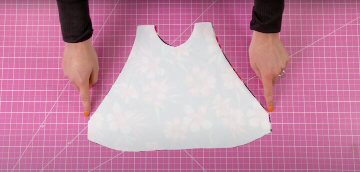 how to make a cute diy high neck bikini top from scratch, Placing the lining and swimwear fabric right sides together
