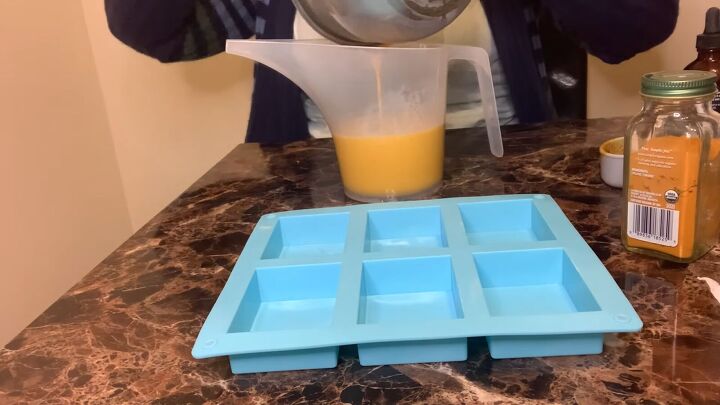 how to make a turmeric honey soap bar using a melt pour base, Toney turmeric soap recipe