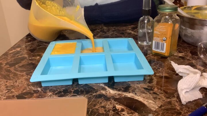 how to make a turmeric honey soap bar using a melt pour base, Turmeric and honey melt and pour soap