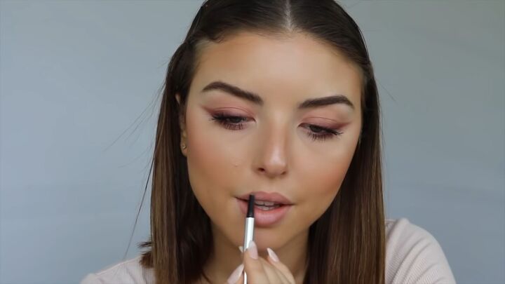 how to create a sweet soft glowy spring makeup look, Applying a subtle nude lip liner