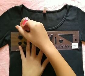 how to make a cute diy square neck top out of a long sleeved t shirt, How to make a square neck top