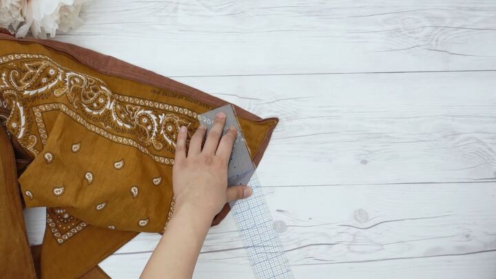 how to easily make a cute diy bandana tote bag out of 3 old bandanas, Sewing the corners of the bandana bag