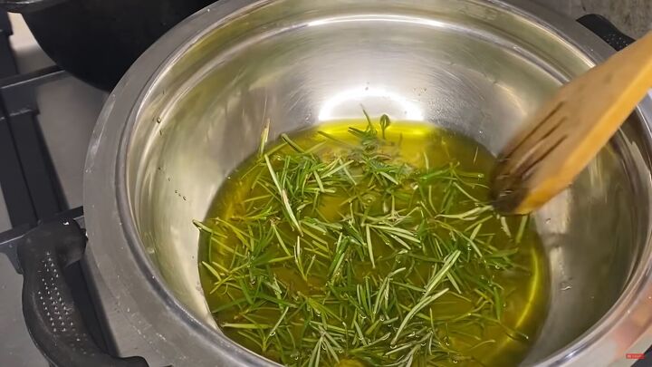 how to make an effective powerful hair growth oil at home, Olive oil and rosemary sprigs