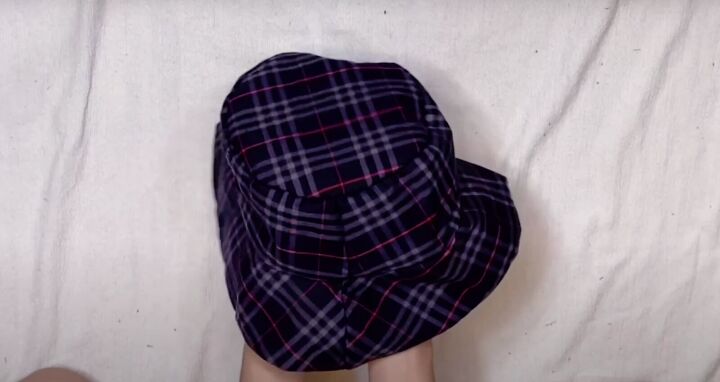 how to make a diy bucket hat without a sewing machine free pattern, Turning the DIY bucket hat right side out