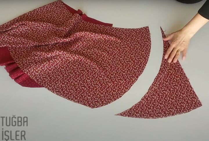 how to easily make a cute diy mini wrap skirt without a pattern, Cutting out the curved pieces