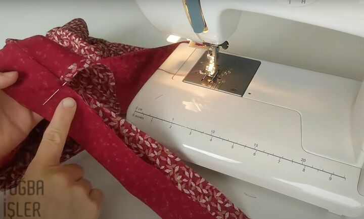 how to easily make a cute diy mini wrap skirt without a pattern, Folding the waistband at the seam