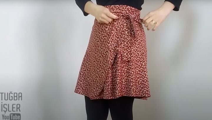 how to easily make a cute diy mini wrap skirt without a pattern, DIY mini wrap skirt