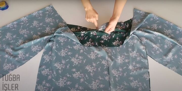how to make a flattering diy blouse from scratch in 4 simple steps, Pinning the inner sleeve and side seams