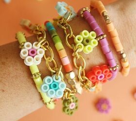 Flower Charm Perler Bead Bracelets 