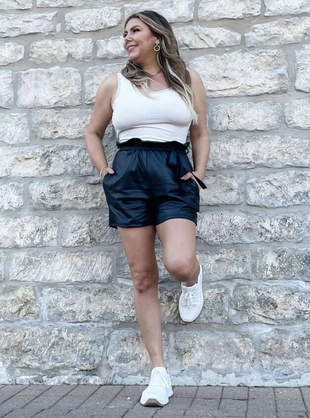 3 looks in vegan leather shorts