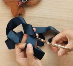 how to make a braided headband out of silk fabric ribbon, Cutting off the excess ribbon