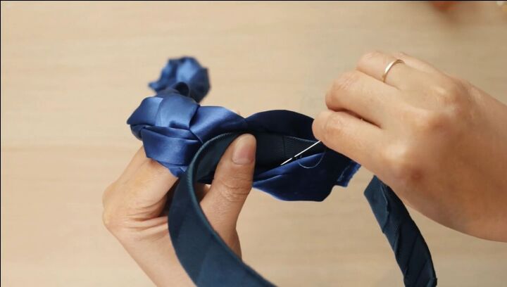 how to make a braided headband out of silk fabric ribbon, DIY braided fabric headband