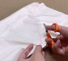 how to make an easy diy o ring top you can wear 6 different ways, Trimming the excess fabric