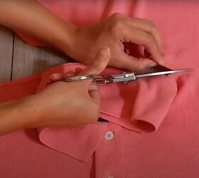 how to make a halter top out of a polo shirt 2 different ways, Cutting off the back at the collar
