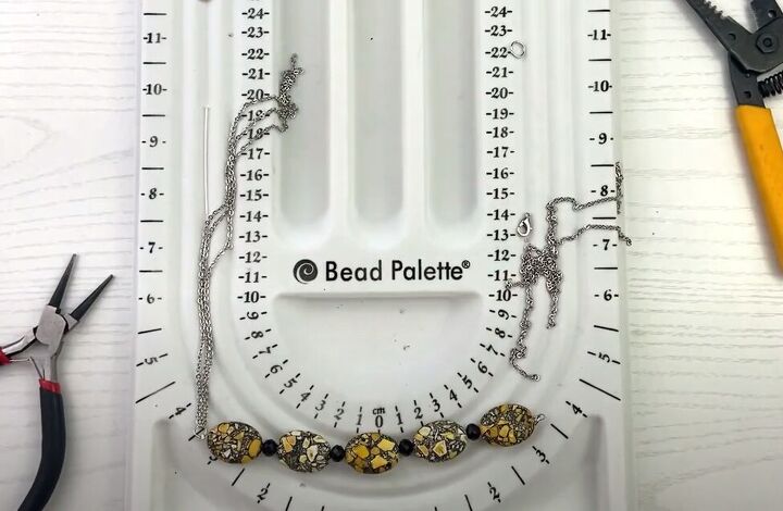 how to make a cute 3 chain diy bead necklace for spring, Attaching the chains to the beaded wire