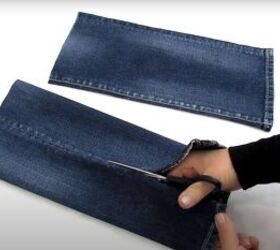 how to make a diy denim tote bag in 3 simple steps, Opening the inside seam of the pant legs