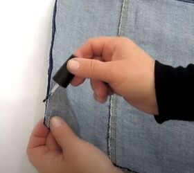 how to make a diy denim tote bag in 3 simple steps, Applying clear nail polish to the edges to prevent fraying