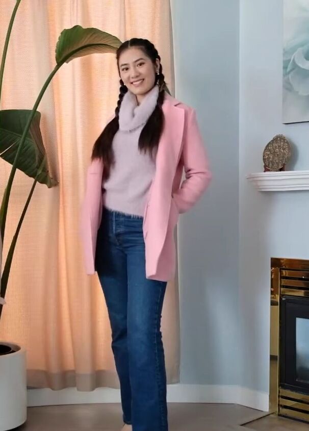 how to style pink outfits 10 looks to get you in the mood for spring, Pink sweater with jeans