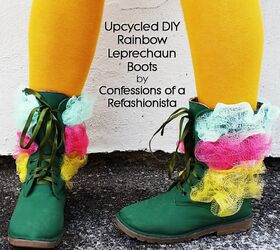 upcycled diy rainbow leprechaun boots
