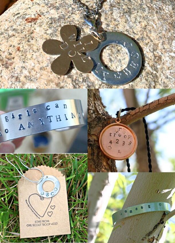 hand stamped jewelry for girl scout jewelry making