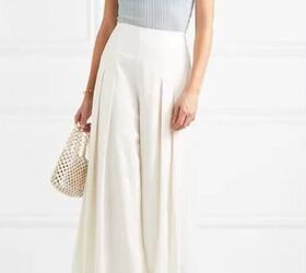 how to style cute winter to spring outfits for transitional weather, White high waisted wide leg pants