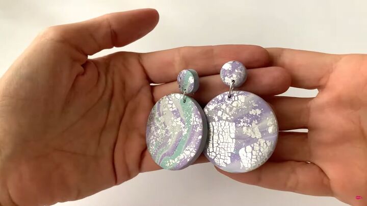 5 quick easy diy polymer clay earring ideas for beginners, DIY polymer clay earrings with metallic foil
