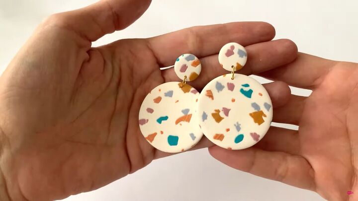 5 quick easy diy polymer clay earring ideas for beginners, DIY terrazzo polymer clay earrings