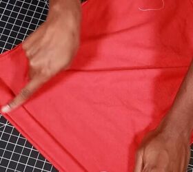 how to turn a big t shirt into a cute strapless dress in 7 easy steps, Hemming the top of the dress