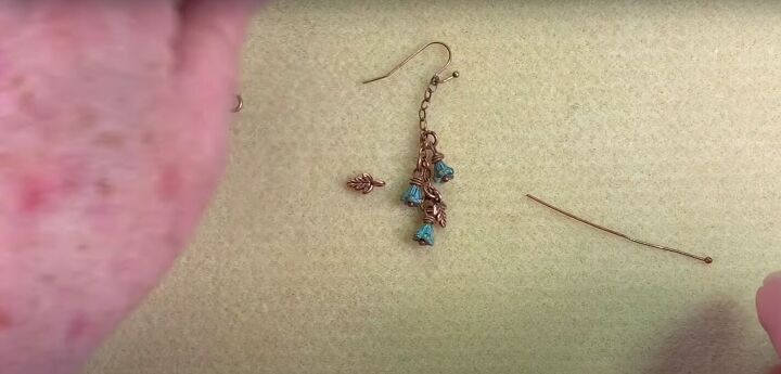 how to make dangle earrings with adorable bellflower oak leaf beads, DIY dangle bead earrings