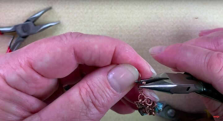 how to make dangle earrings with adorable bellflower oak leaf beads, Closing the earring wire