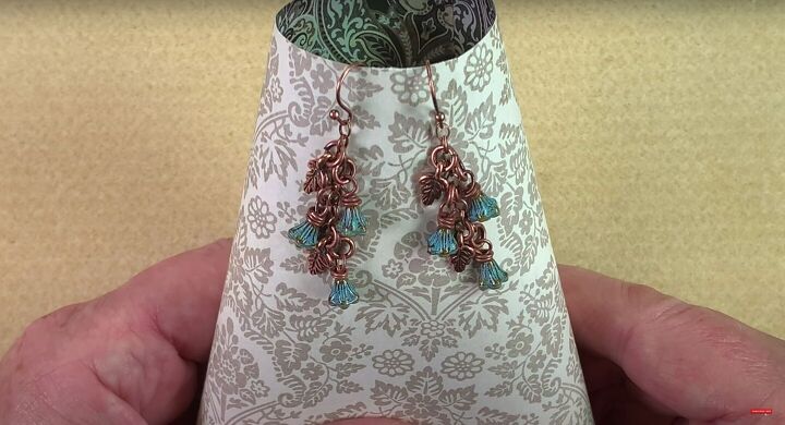 how to make dangle earrings with adorable bellflower oak leaf beads, Waterfall style dangle earrings
