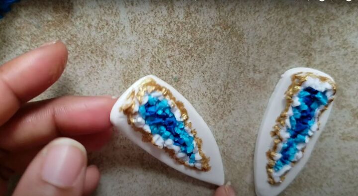 need some faux crystal earrings try this polymer clay geode tutorial, How to make a geode from polymer clay