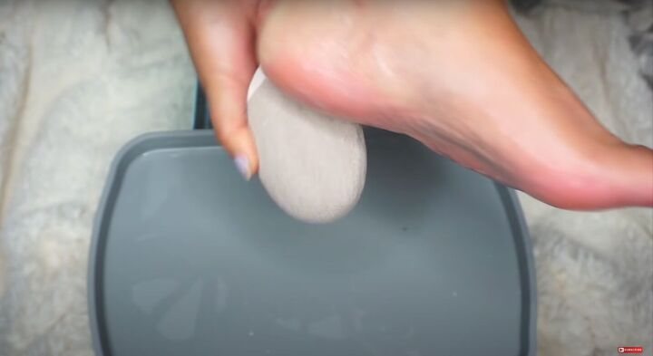 how to do an at home pedicure to get your feet ready for summer, Exfoliating the heels