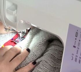 how to make a cold shoulder sweater that zips up, Sewing the zipper onto the sweater
