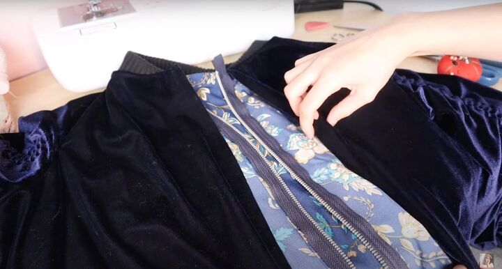 how to sew a velvet diy bomber jacket from scratch free pattern, Pressing the seam allowance