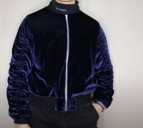 how to sew a velvet diy bomber jacket from scratch free pattern, DIY bomber jacket