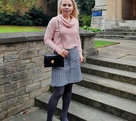 how to wear a tweed skirt, A line tweed skirt option two
