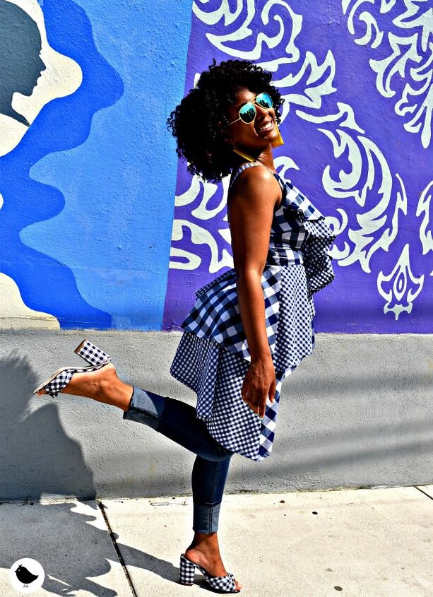 ruffles and gingham what a perfect match sew what series diy top m