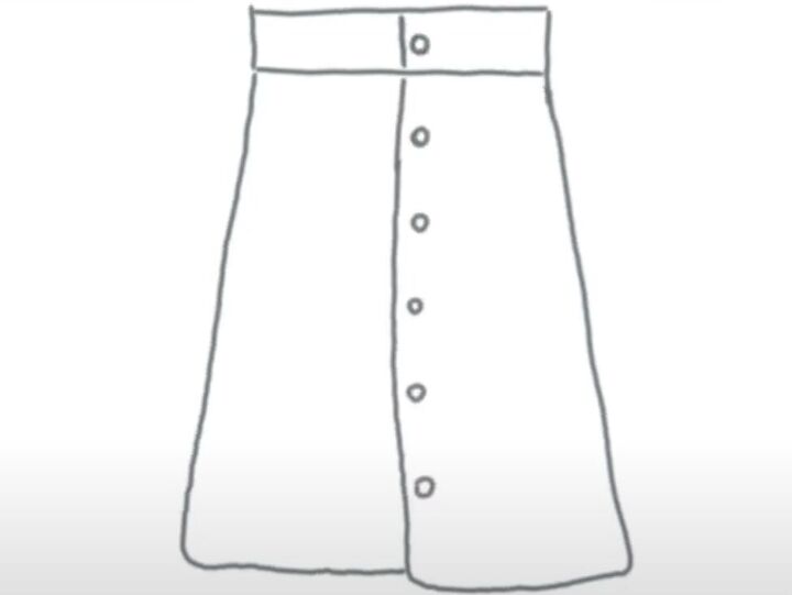 how to make a long diy button down skirt out of an old men s shirt, Sketch of the DIY button down skirt