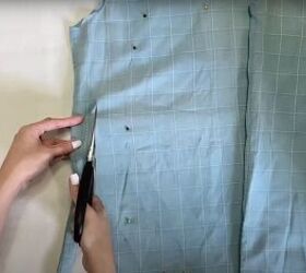 how to make a long diy button down skirt out of an old men s shirt, DIY button down skirt sewing pattern