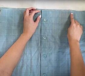 how to make a long diy button down skirt out of an old men s shirt, Sewing basting stitches along the waistline