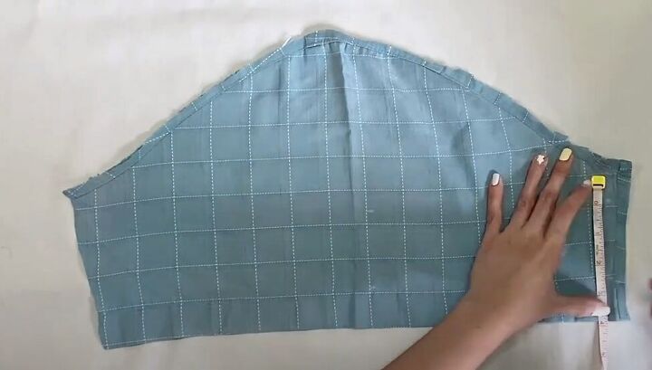 how to make a long diy button down skirt out of an old men s shirt, Making the back of the waistband