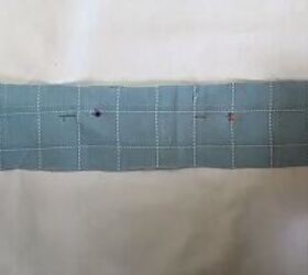 how to make a long diy button down skirt out of an old men s shirt, Pinning the waistband pieces together