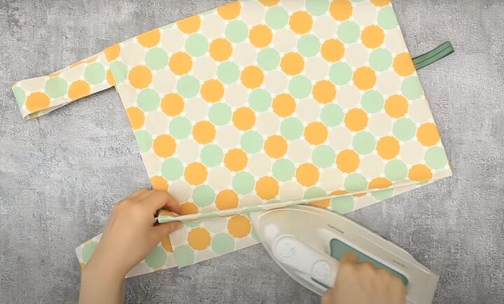 how to sew super easy diy reusable grocery bags, Pressing the bag with an iron