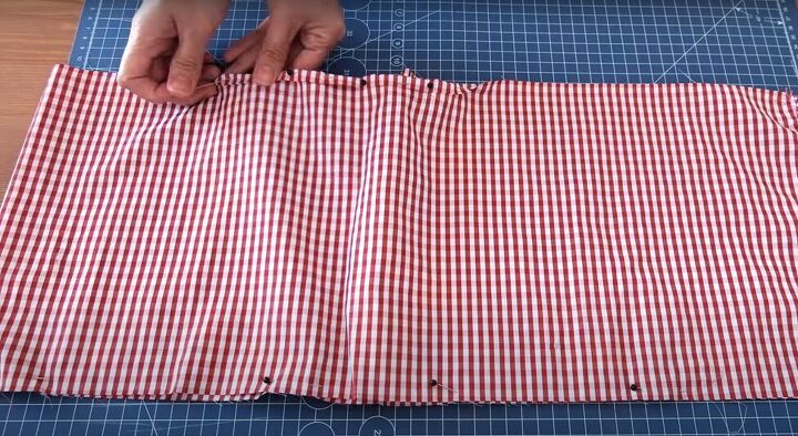 how to turn a skirt into a crop top in 7 simple steps, Folding and pinning the crop top