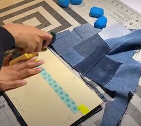how to sew a makeup bag out of diy patchwork denim fabric, How to make a makeup bag