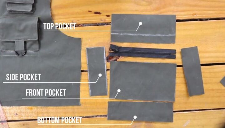 how to make a utility vest with multiple pockets, Making the fanny pack pocket with a zip