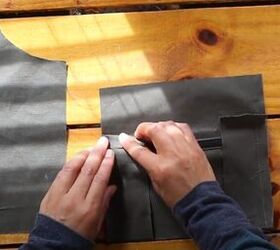 how to make a utility vest with multiple pockets, Sewing the pocket to the front and top