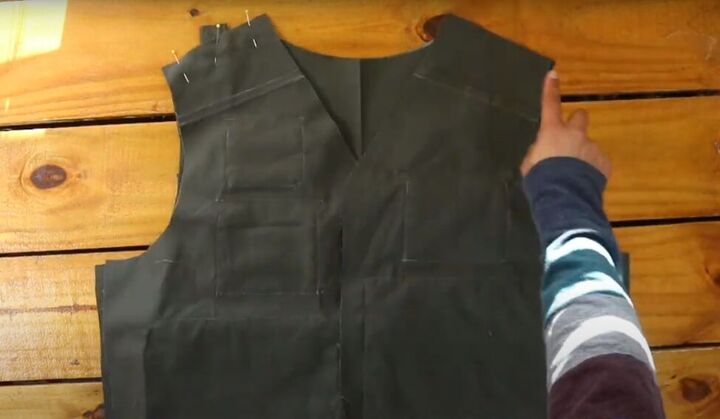 how to make a utility vest with multiple pockets, Sewing the front and back together